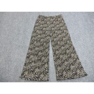 Joie‎ Pants Womens Large Black White Wide Leg Pleated Textured Polka Dot Pull On